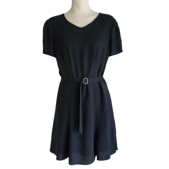 Polo Ralph Lauren Blue Label Black Lined Short Sleeve Belted Dress Classic 4 - Picture 1 of 15